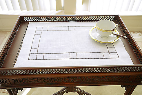 Hemstitch Placemat. Double Hemstitch & Polka Dots.14"x20"